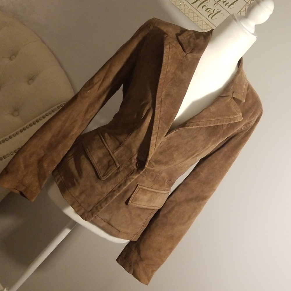Tan leather blazer